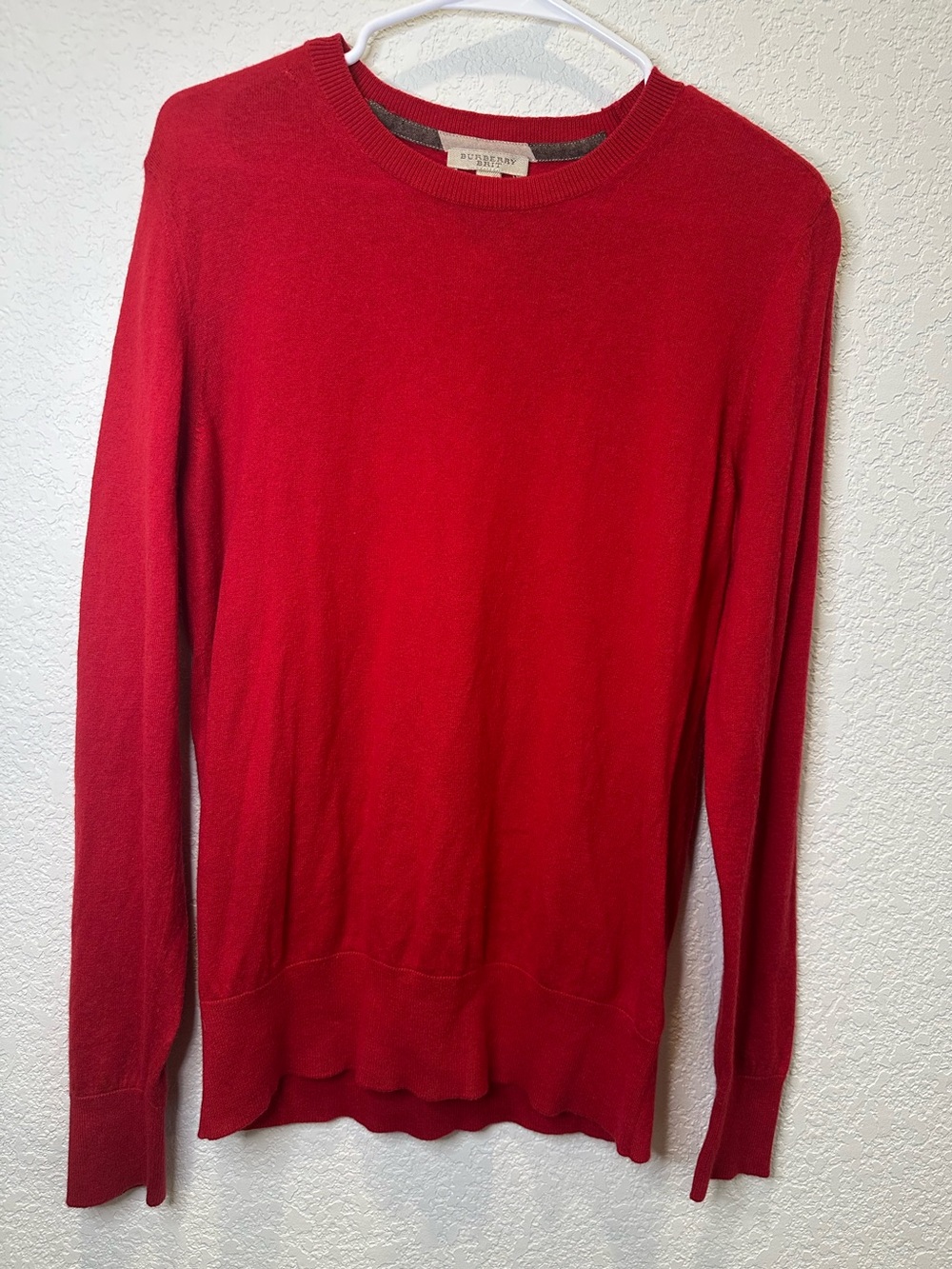Burberry Brit Men’s Red Cashmere Cotton Crewneck Sweater Size M